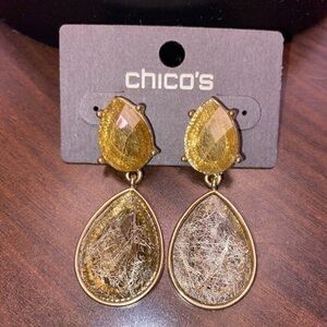 Chico's Gold Teardrop Dangle Earrings, Elaine Drop